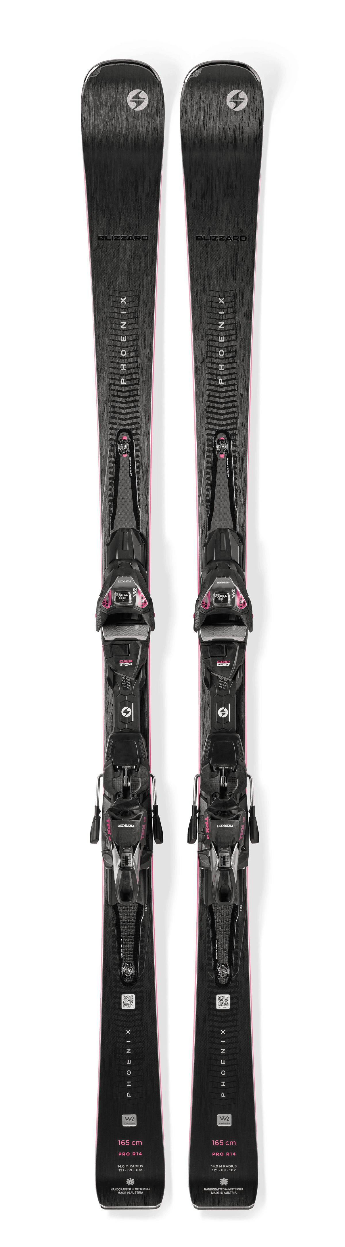 8A6360AM: Phoenix R14 Pro + TPX 12 W Demo, Schwarz / Pink, Ski mit montierter Bindung